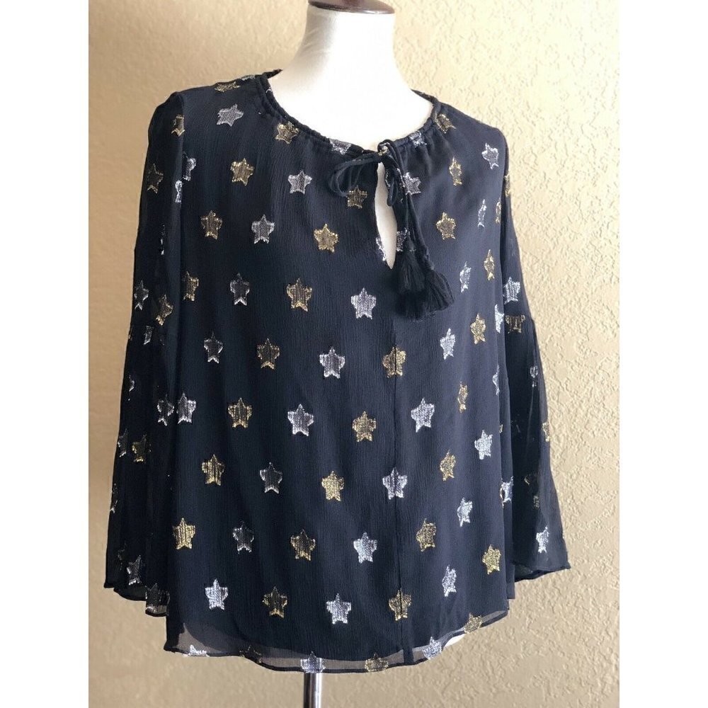 Rebecca Minkoff Womens Black Chiffon Top Size S - Picture 1 of 12